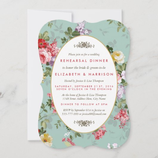  bloementuin botanische repetitie diner kaart (Voorkant)