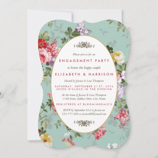  bloementuin botanische verlovingsfeest kaart (Voorkant)