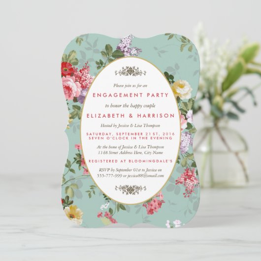  bloementuin botanische verlovingsfeest kaart (Staand voorkant)