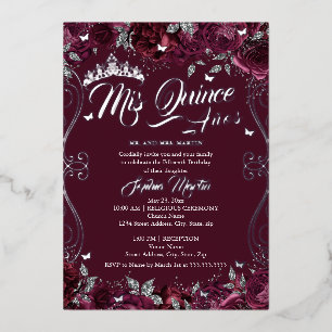 Bloementuin Bourgogne Mis Quince Quinceanera Folie Uitnodiging