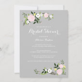 Bloementuin bruids douche uitnodiging - grijs (Voorkant)