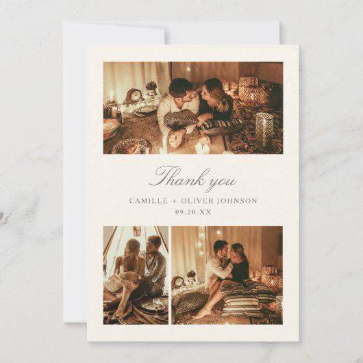  bloementuin bruiloft 3 foto collage bedankkaart (Voorkant)