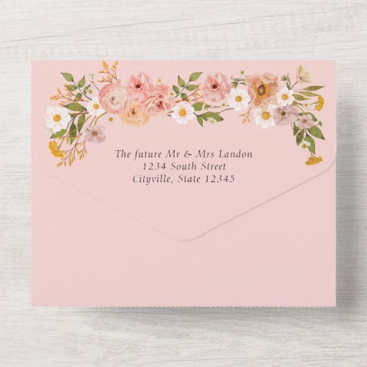  bloementuin bruiloft all in one uitnodiging (Achterkant)