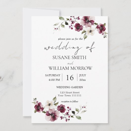 Bloementuin bruiloft Elegant Kaart (Voorkant)