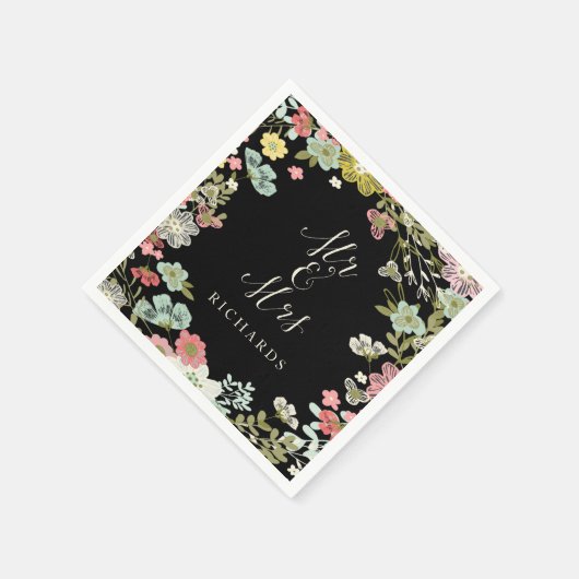 Bloementuin bruiloft gepersonaliseerde servetten (Hoek)