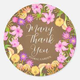 Bloementuin bruin ronde sticker