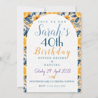 Bloementuin Citrus Thema Verjaardag Kaart