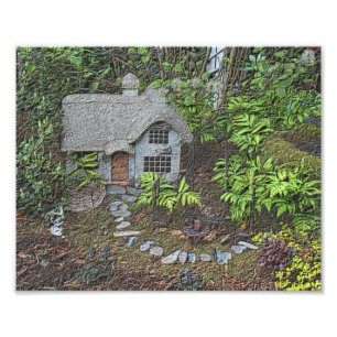 Bloementuin Cottage Houtskool Fotoschilderij 8x10 Foto Afdruk