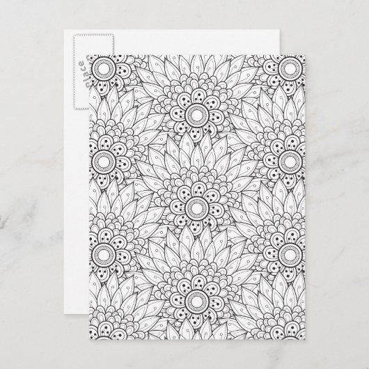 Bloementuin Doodle Briefkaart (Voorkant / Achterkant)