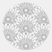 Bloementuin Doodle Ronde Sticker (Voorkant)