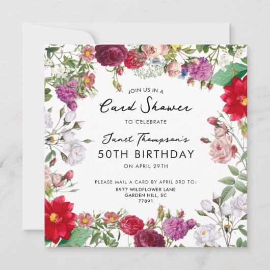 Bloementuin Douche per mail Verjaardag Kaart (Voorkant)