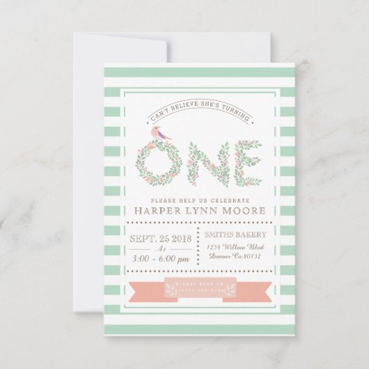 bloementuin | Eerste uitnodiging voor verjaardagsf (Voorkant)