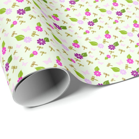 Bloementuin en Libelle Cadeaupapier  (Rol Hoek)