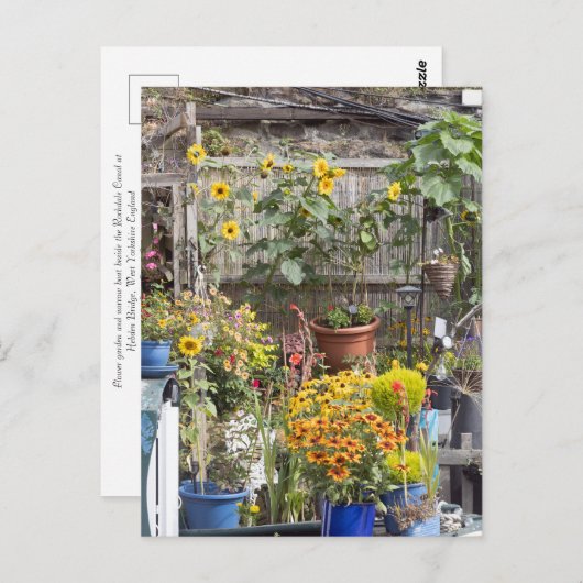 Bloementuin en smalle boot briefkaart (Voorkant / Achterkant)