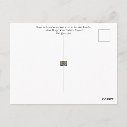 Bloementuin en smalle boot briefkaart (Achterkant)