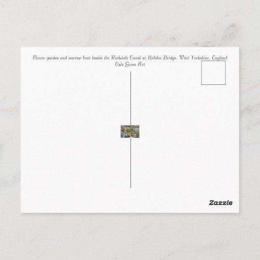 Bloementuin en smalle boot briefkaart (Achterkant)