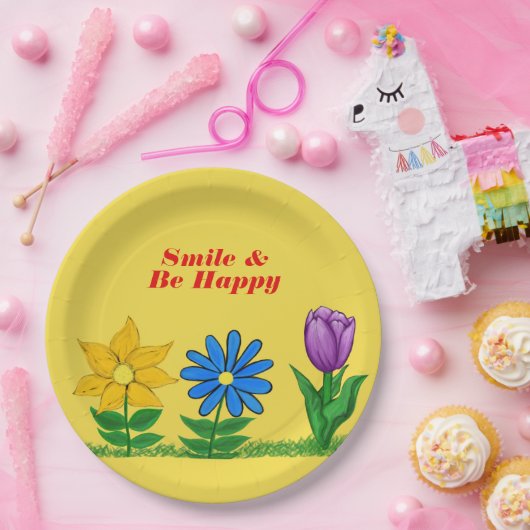 Bloementuin Geel papier Borden Papieren Bordje (Feest)