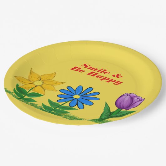 Bloementuin Geel papier Borden Papieren Bordje (Gekanteld)