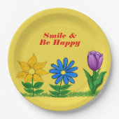Bloementuin Geel papier Borden Papieren Bordje (Voorkant)