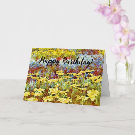 Bloementuin Gele Bloemen Verjaardag Kaart (Orchidee)