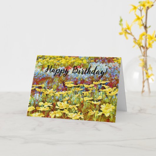 Bloementuin Gele Bloemen Verjaardag Kaart (Gele Bloem)