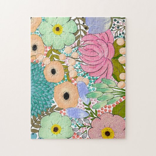 Bloementuin Gouache Schilderij 252 stuk Legpuzzel (Verticaal)