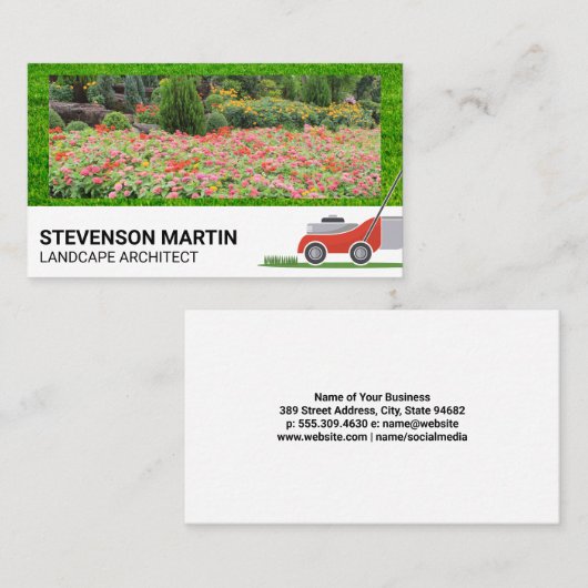 Bloementuin | Grasmaaier Bedrijfskaart Visitekaartje (Voorkant / Achterkant)