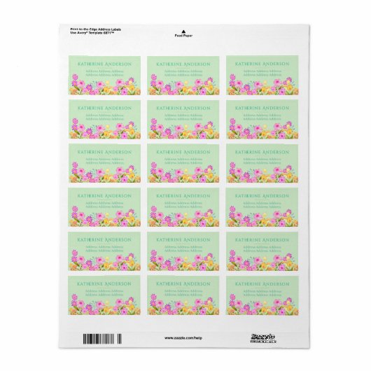 Bloementuin Groen Etiket (Full Sheet)