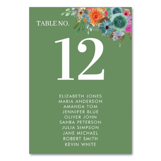 Bloementuin groene boho chique wilde bloem bruilof kaart (Voorkant)