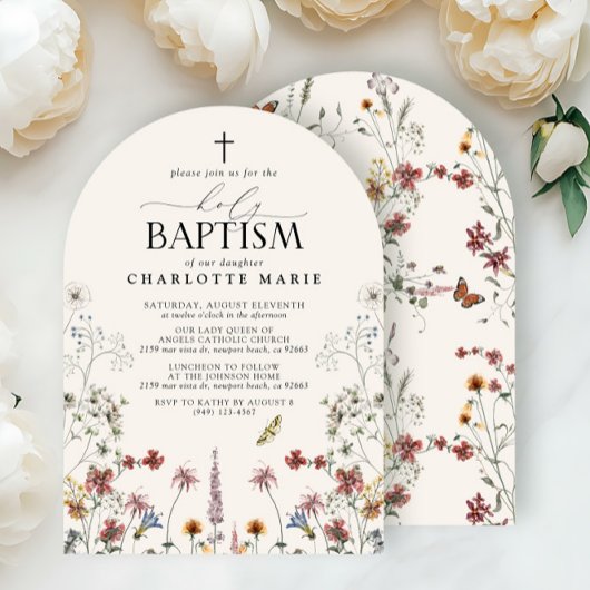 Bloementuin Heilig Doopsel Waterverf Wildbloem Kaart