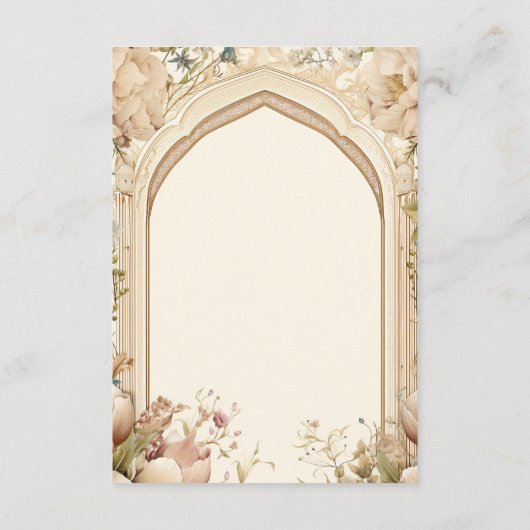 Bloementuin indiase paleis bruiloft informatiekaartje (Achterkant)