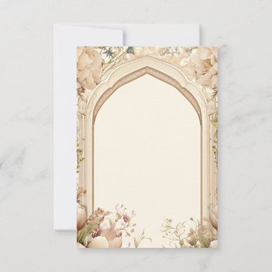 Bloementuin indiase paleis bruiloft RSVP kaartje (Achterkant)