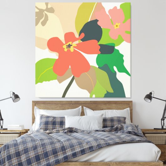Bloementuin kleurblokken canvas afdruk (Insitu (Slaapkamer))