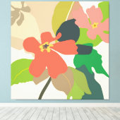 Bloementuin kleurblokken canvas afdruk (Insitu (Houten vloer))