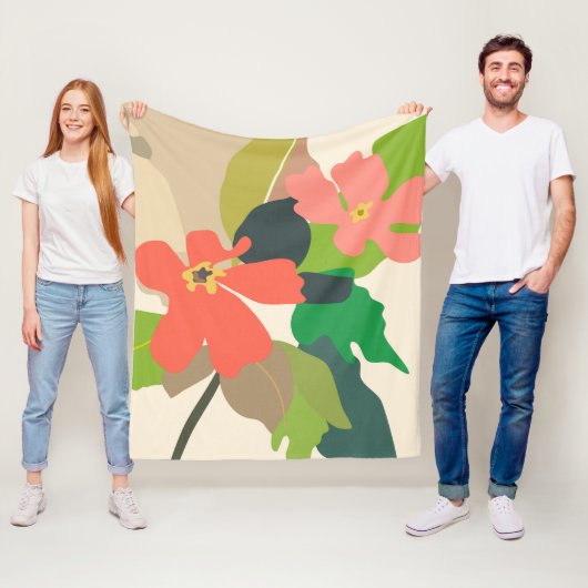 Bloementuin kleurblokken fleece deken (In situ)