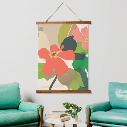 Bloementuin kleurblokken hangend wandkleed (Woonkamer)