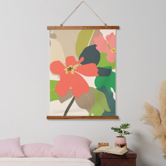 Bloementuin kleurblokken hangend wandkleed (Slaapkamer)