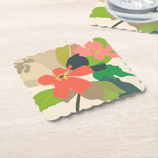 Bloementuin kleurblokken kartonnen onderzetters (Gebogen)