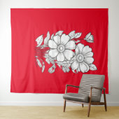 Bloementuin kleurplaat voor ontspanning wandkleed (In Situ (horizontaal))