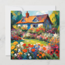 Bloementuin Landhuis Platte Wenskaart Kaart