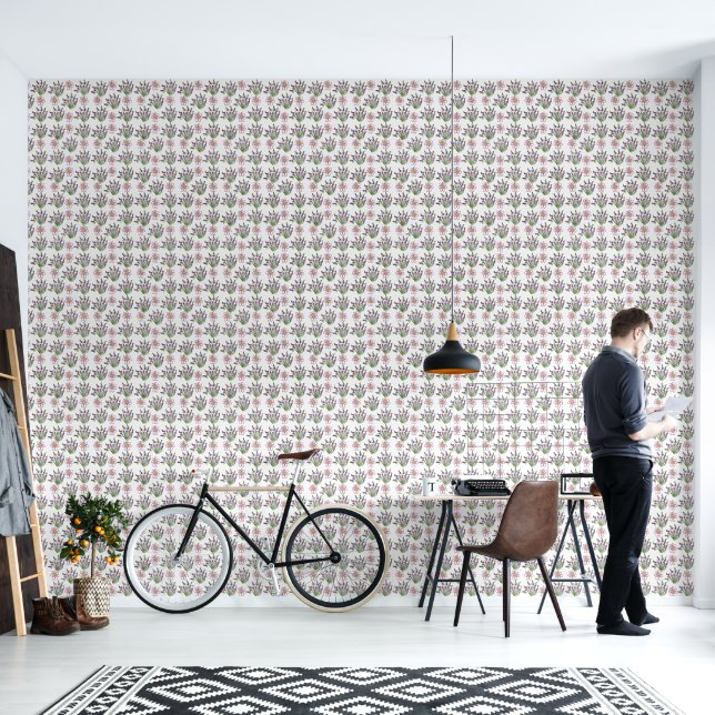 Bloementuin Lavendelpatroon Behang – Botanic (Woonkamer)