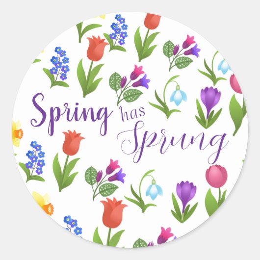 Bloementuin lente is aangebroken  ronde sticker (Voorkant)