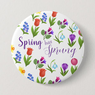 Bloementuin Lente Is Begonnen Ronde Button 7,6 Cm