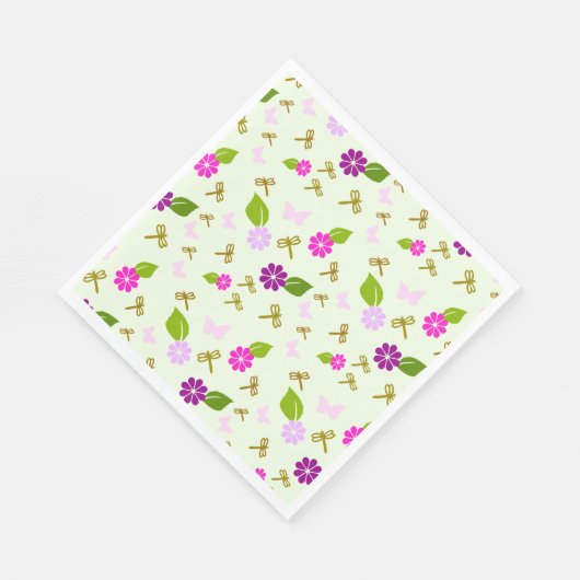 Bloementuin libel papieren servetten servies (Hoek)