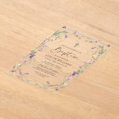 Bloementuin Meisje Doop en Doop Acryl Uitnodigingen (Laagn)