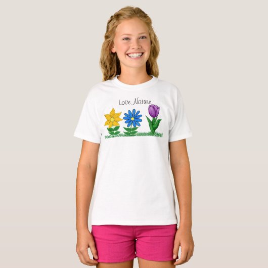  Bloementuin Meisjes T-shirt (Voorkant volledig)
