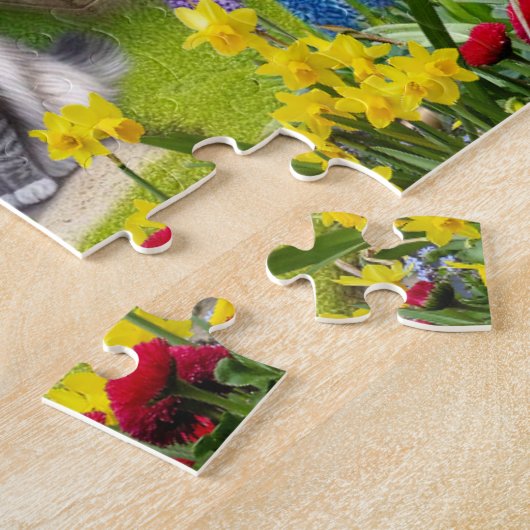 Bloementuin met katten / kattenliefhebber legpuzzel (Zijkant)
