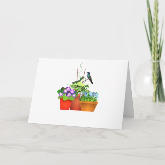 Bloementuin met Kolibrie Blanco Binnen Notitie Kaart (Voorkant)