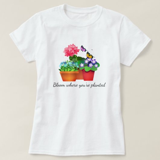 Bloementuin met Vlinder Dames T-Shirt (Design voorkant)
