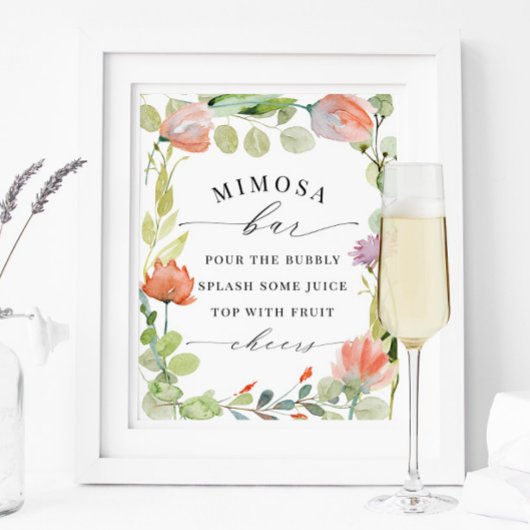 Bloementuin "Mimosa Bar" Bruidsfeest Bord Poster
